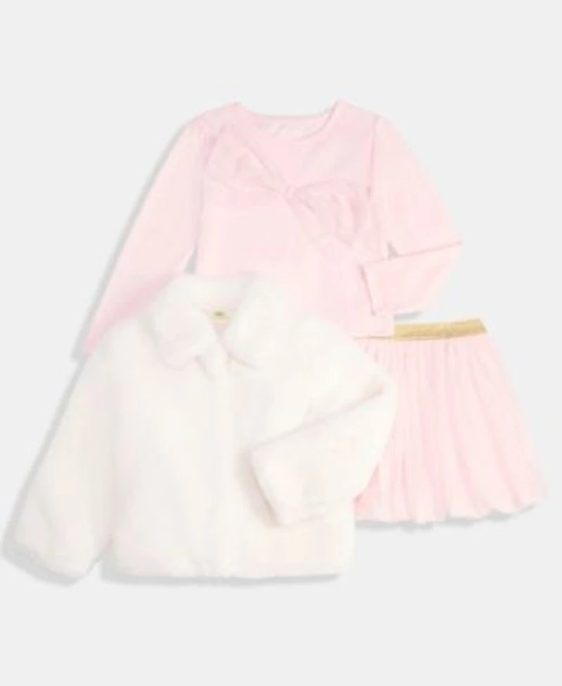 Epic Threads Girls Toddler 2t 4t Faux Fur Jacket 2 Pc. Bow Top Bubble Skirt Set Macys Exclusive