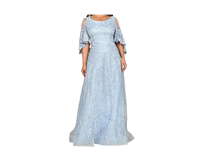 Lara Women's Cape Sleeve Mother's Gown