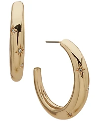 Anne Klein Glass Crystal Stone Star C Hoop Earrings