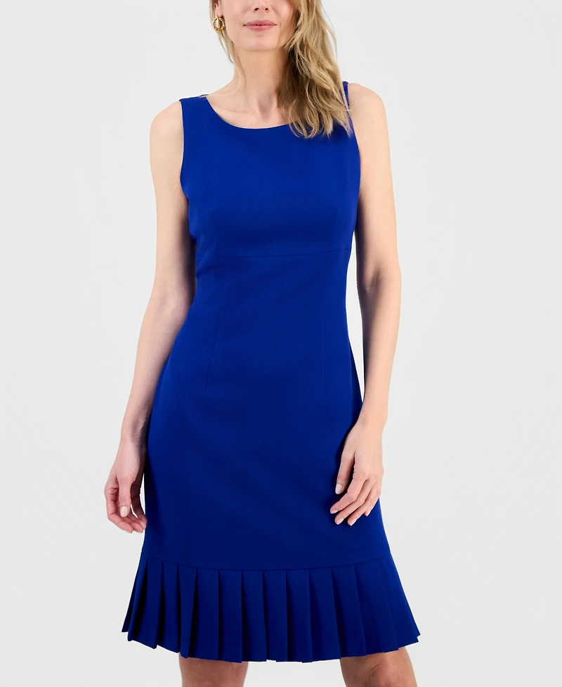 Kasper Women's Stretch-Crepe Pleat-Hem Sheath Dress, Regular & Petite