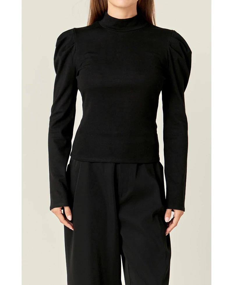 English Factory Women's Turtle Neck Rib Top