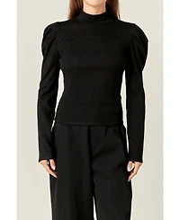 English Factory Women's Turtle Neck Rib Top