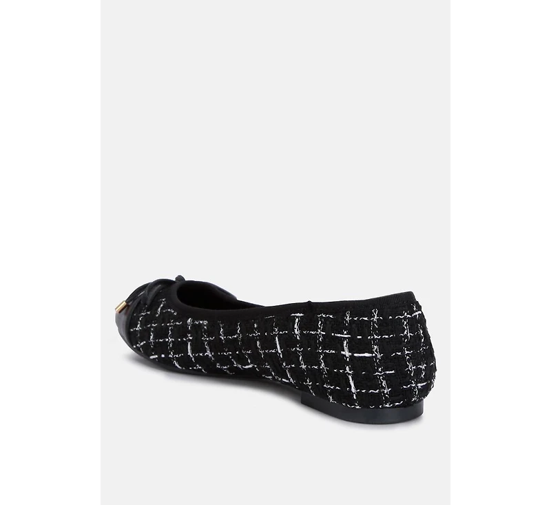 Junpey Plaid Tweed Ballet Flats