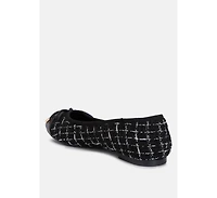 Junpey Plaid Tweed Ballet Flats