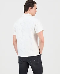 Guess Men's Alden Clip Jacquard Short-Sleeve Woven Button-Front Shirt