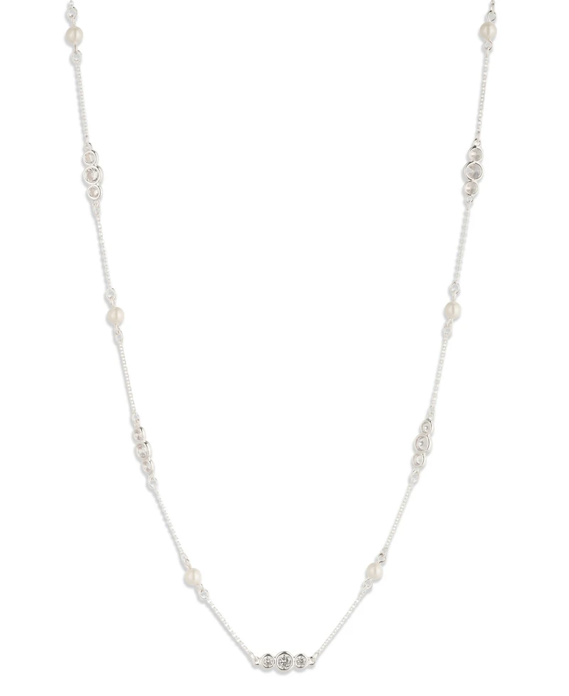 Lauren Ralph Lauren Imitation Pearl and Cubic Zirconia Station Collar Necklace
