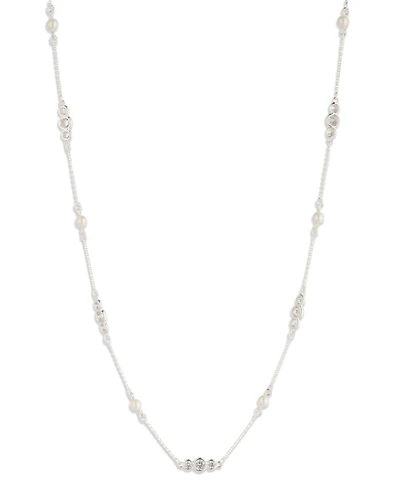 Lauren Ralph Lauren Imitation Pearl and Cubic Zirconia Station Collar Necklace