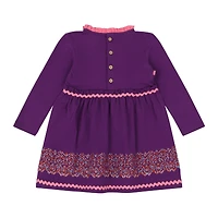 Mixed Up Clothing Big Girls Long Sleeve Ruffle Trim Dress - Purple Multicolor
