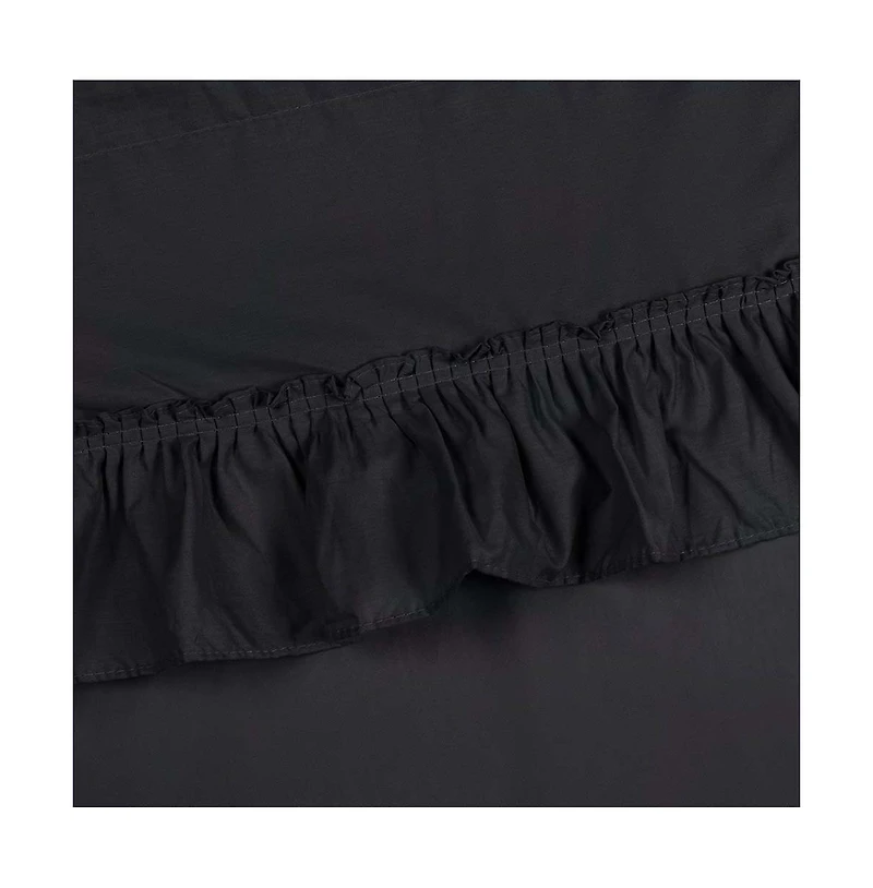 Ellis Stacey Solid Color Window 1.5" Rod Pocket High Quality Fabric Ruffled Swag 60"x38" Black
