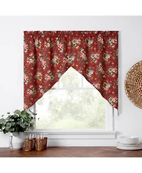 Ellis Bella Rose Stylish Medium Scale Printed Floral Pattern 1.5" Rod Pocket Tailored Swag 56"x36" Red