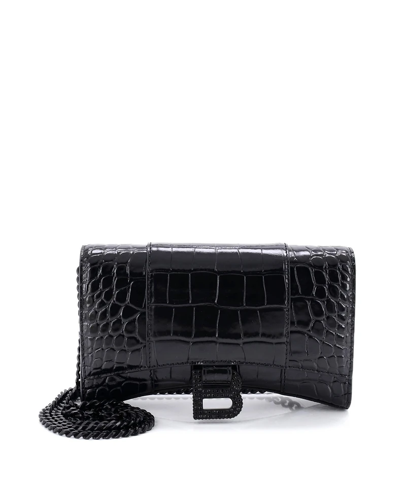 Pre-Owned Balenciaga Hourglass Chain Wallet Embossed Leather
