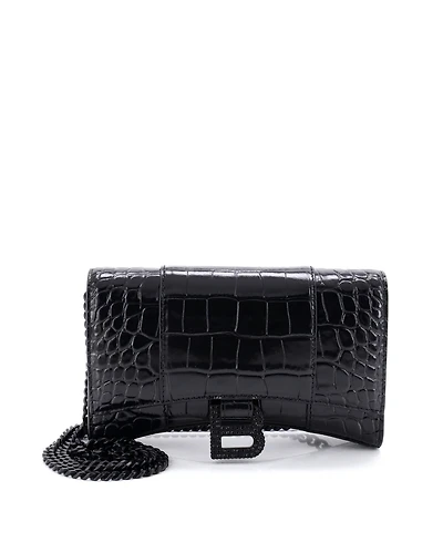 Pre-Owned Balenciaga Hourglass Chain Wallet Embossed Leather