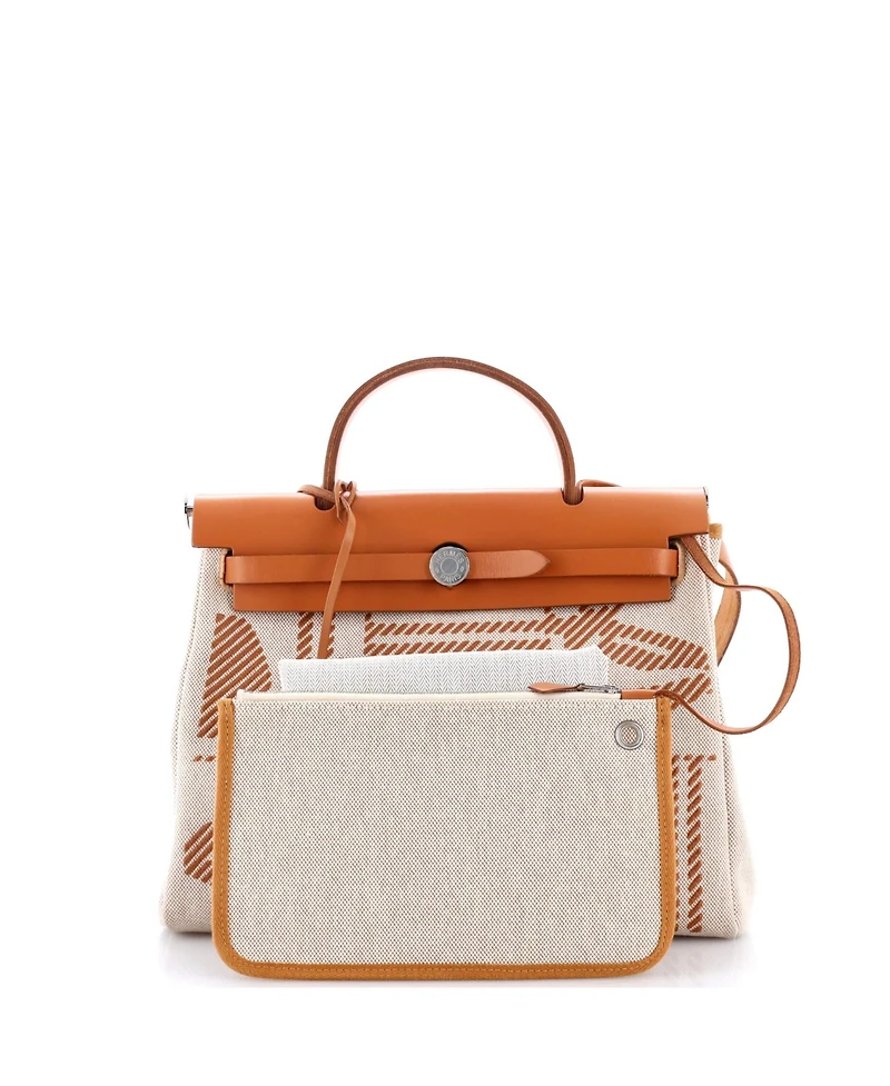 Pre-Owned Hermes 31 Herbag Zip Relief Brides de Gala Toile and Leather
