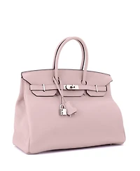 Pre-Owned HERMES Birkin 35 Handbag Purple Clemence with Palladium Hardware