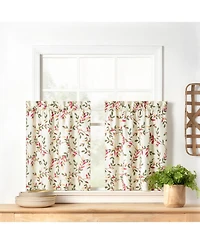 Ellis Vintage Stylish Medium Scale Printed Vine Pattern 1.5" Rod Pocket Tier 56"x36" Pecan