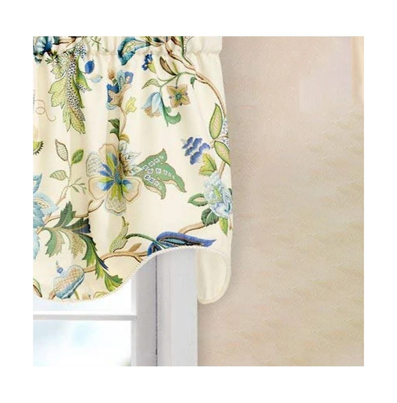 Ellis Curtain Brissac High Quality Room Darkening Natural Color Lined Scallop Window Valance - 70 x 17