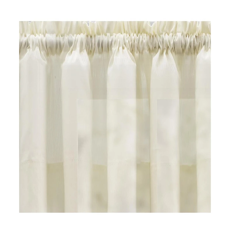 Ellis Curtain Shadow Stripe Tailored Curtain Panel Pair for Windows with Ties 80" x 72" Natural