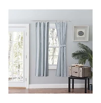 Ellis Curtain Plaza Classic Ticking Stripe Printed on Natural Ground 3" Rod Pocket Tailored Panel Pair 56" x Blue