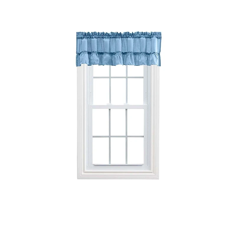 Ellis Stacey 1.5" Rod Pocket High Quality Fabric Solid Color Window Ruffled Filler Valance 54"x13" Slate