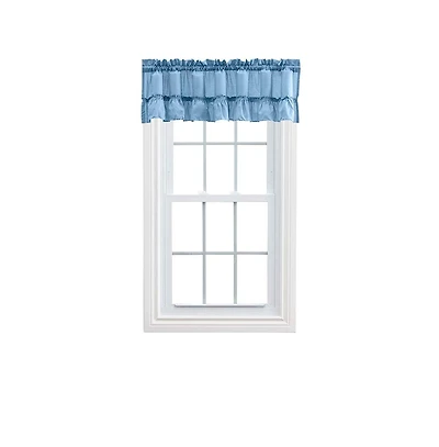 Ellis Stacey 1.5" Rod Pocket High Quality Fabric Solid Color Window Ruffled Filler Valance 54"x13" Slate