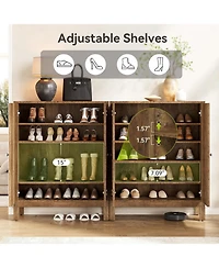 Tribesigns 5-Tier Shoe Cabinet for Entryway, Industrial Wooden Shoe Organizer with Adjustable Shelves