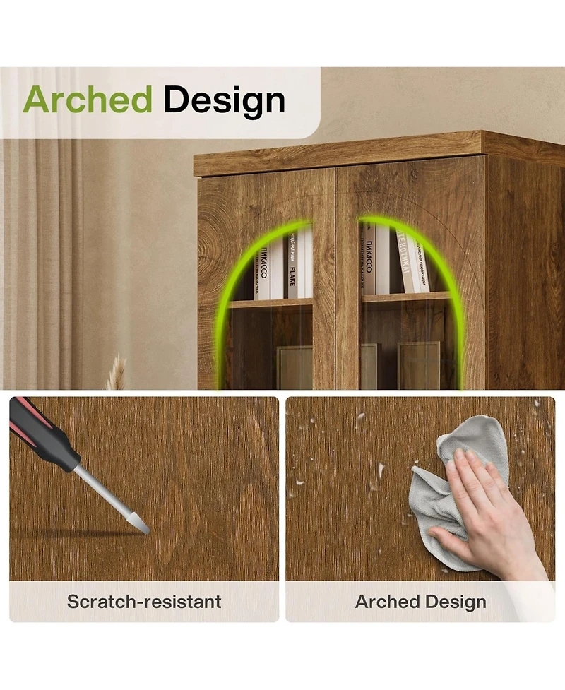 Tribesigns Farmhouse Kitchen Pantry, Free-Standing Wooden Pantry Cabinet, Space Saving Storage Shelf with Two Drawers
