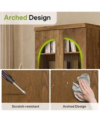 Tribesigns Farmhouse Kitchen Pantry, Free-Standing Wooden Pantry Cabinet, Space Saving Storage Shelf with Two Drawers