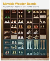 Tribesigns 10-Tier Shoe Storage Cabinet, Wooden Rack with 30 Cubbies, Freestanding Tall Entryway Organizer