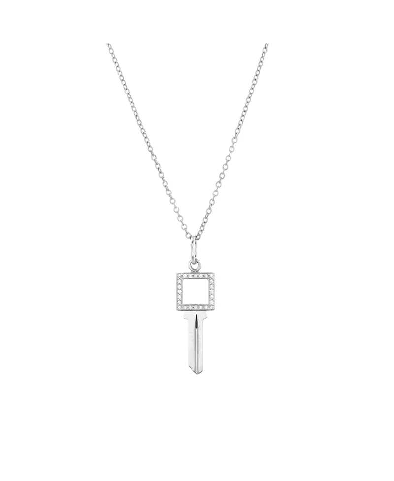 Pre-Owned Tiffany & Co. Modern Open Square Key Pendant Necklace