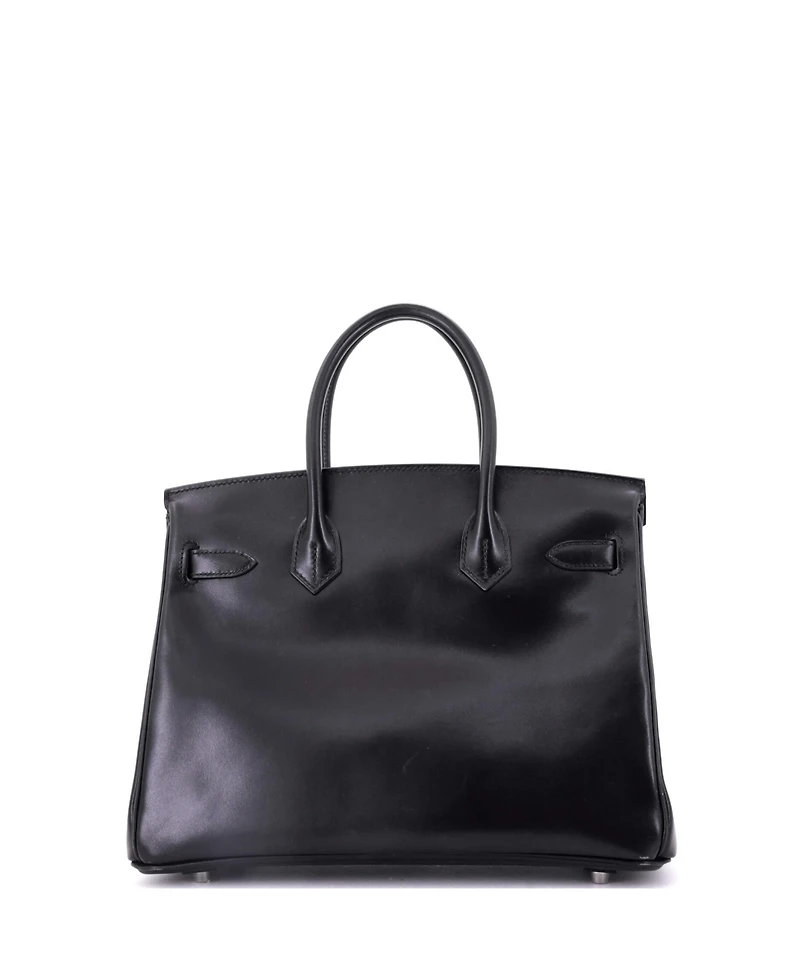 Pre-Owned Hermes Birkin 30 Handbag Black Box Calf with Palladium Hardware