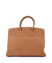 Pre-Owned Hermes Birkin 35 Handbag Brown Clemence with Gold Hardware