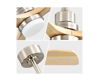 52-inch Modern Minimalist Sand Nickel 3 Blades Ceiling Fan with 3 color Dimmable and Memory Function Light and Remote control