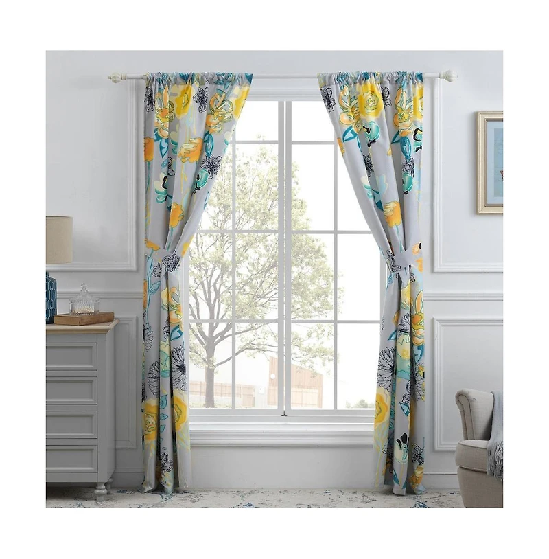 Greenland Home Fashion Watercolor Dream Curtains - Gray 42x84"