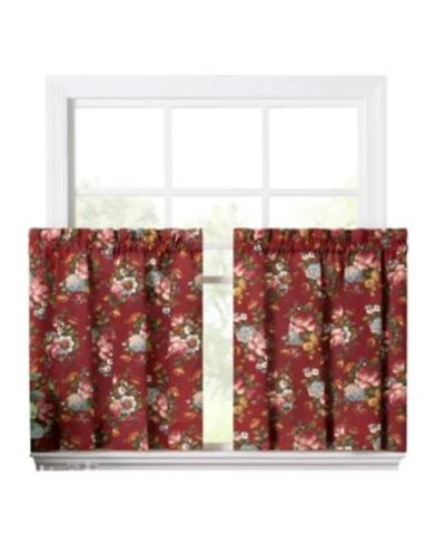 Ellis Bella Rose Stylish Medium Scale Printed Floral Pattern 1.5 X22 Rod Pocket Tier 56 X22x24 X22 Red