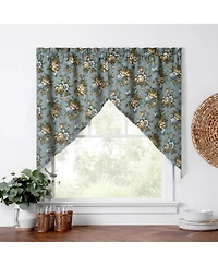 Ellis Bella Rose Stylish Medium Scale Printed Floral Pattern 1.5" Rod Pocket Tailored Swag 56"x36" Wedge