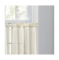 Ellis Curtain Shadow Stripe 1.5" Rod Pocket Tailored Tier Pair for Windows 80" x 25" Natural