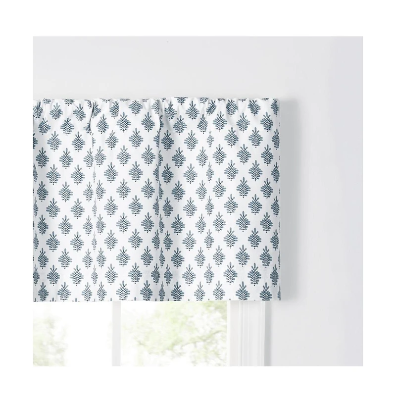 Ellis Curtain Manchester 3" Rod Pocket 100% Cotton Machine Wash and Dry Scallop Valance Lined 50" x 16" Blue