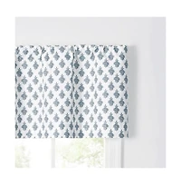 Ellis Curtain Manchester 3" Rod Pocket 100% Cotton Machine Wash and Dry Scallop Valance Lined 50" x 16" Blue