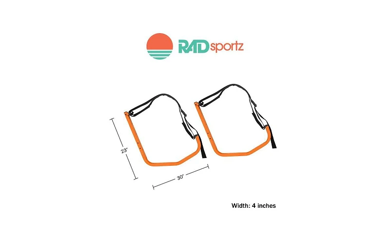 Kayak Storage Hooks - Set of 2 Wall-Mounted Hangers with 125lbs Capacity for Kayaks, Surfboards, Paddleboards, or Snowboards by Rad Sportz (Orange)