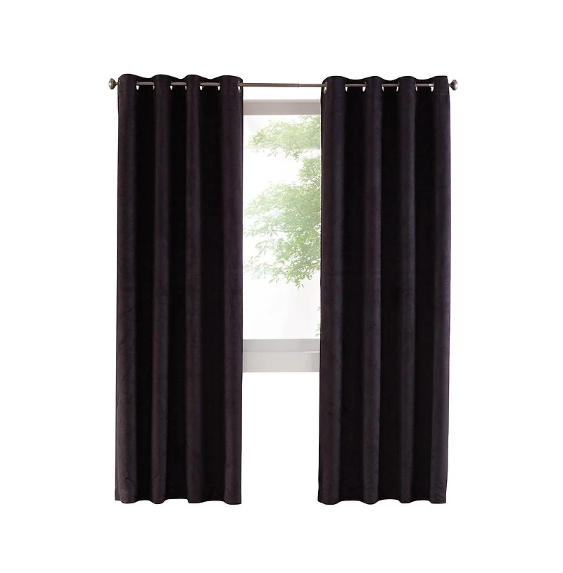 Thermaplus Navar Blackout Suede Textured Window Treatment Grommet Curtain Panel for Bedroom Livingroom 54" x Black