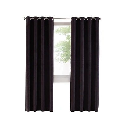 Thermaplus Navar Blackout Suede Textured Window Treatment Grommet Curtain Panel for Bedroom Livingroom 54" x Black