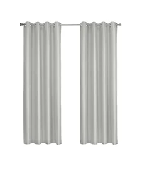 Thermaplus 100% Polyester Glacier Balance Temperature Solid Faux Silk Blackout Grommet Curtain Panel 52" x Silver