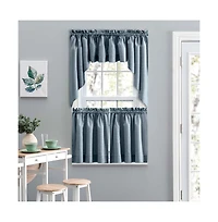 Ellis Lisa Solid Color Poly Cotton Duck Fabric Tailored Valance 58"x15" Dusty Blue