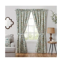 Ellis Curtain Paisley Prism Tailored 3" Rod Pocket Curtain Panel Pair with Tie Backs 100" x 84" Latte