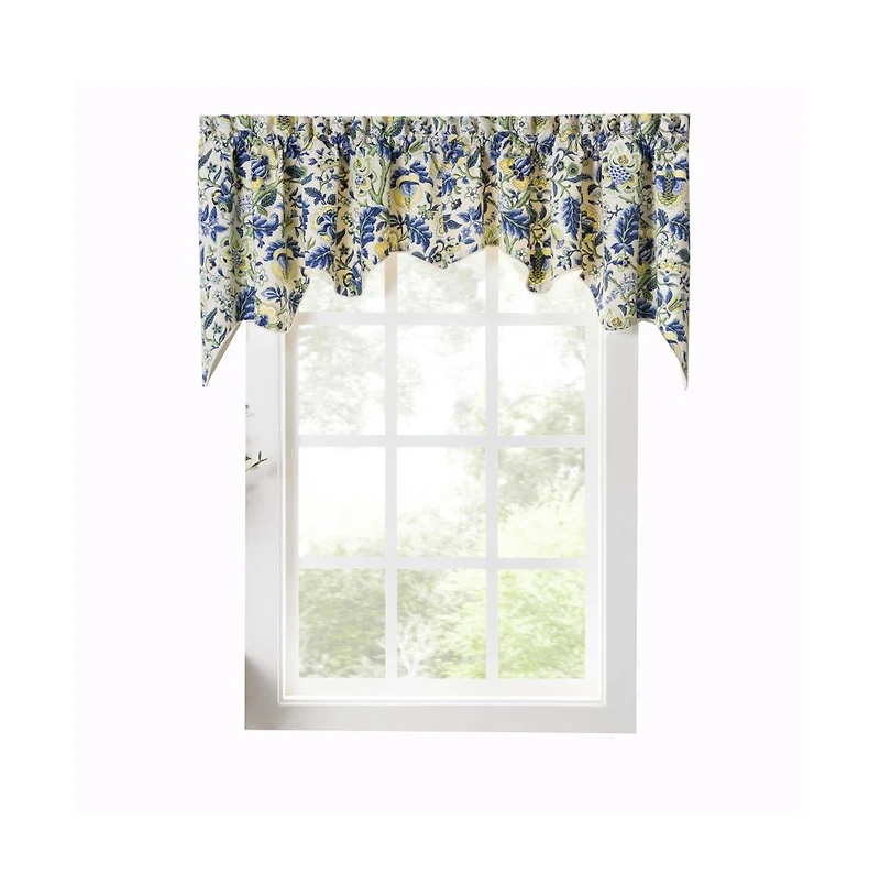 Ellis Curtain Regency Swag Shaped 3" Rod Pocket Valances for Windows 100" x 30" Blue