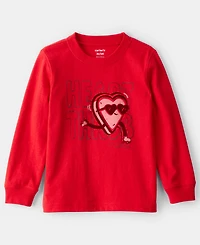 Carter's Boys Toddler 2T-5T Valentine's Day Heart Throb Long-Sleeve Graphic T-Shirt
