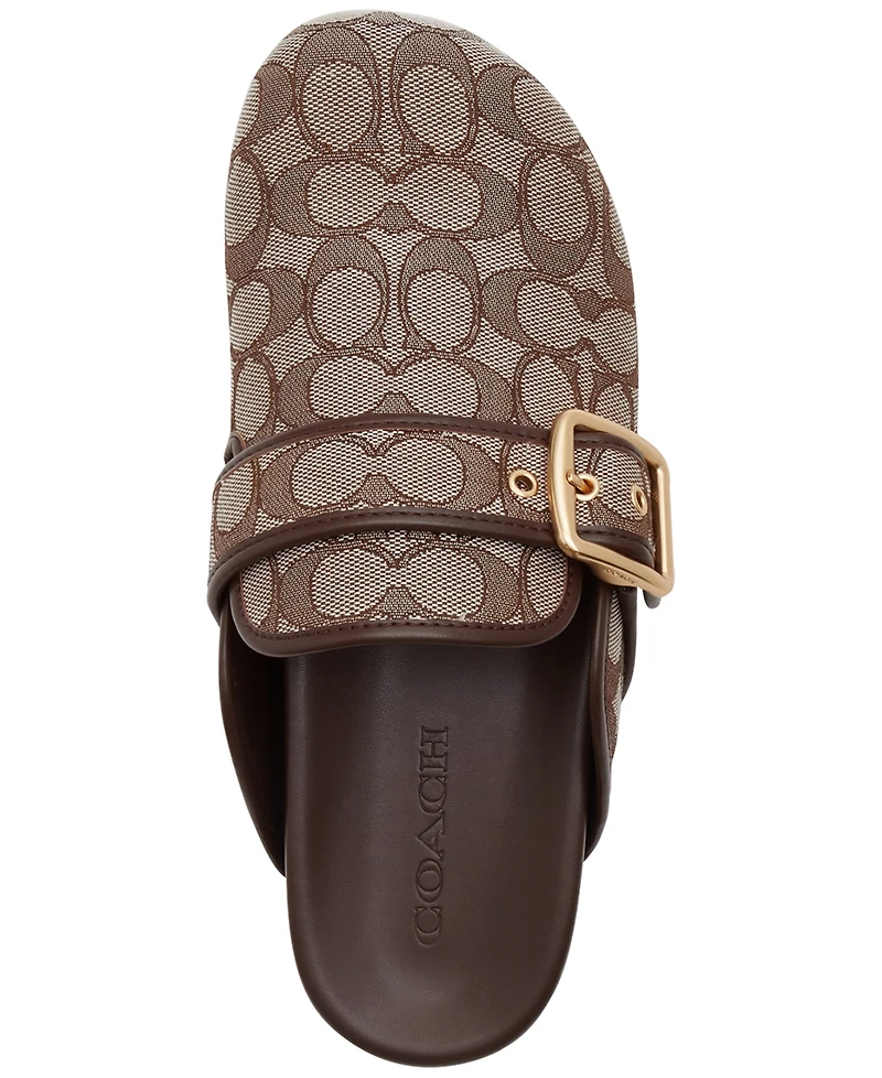 Coach Women's Signature Jacquard Round Toe Archival Buckle Clogs