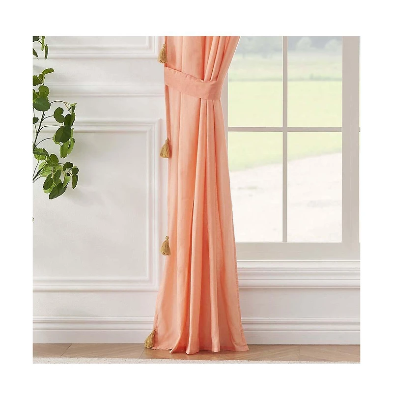 Greenland Home Monterrey Festooned with Large Tassels Premium Window Panel Pair - Each 42"x84" Coral