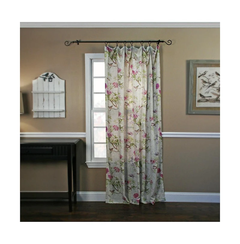 Balmoral Floral Print Tailored Panel Curtain 48-Inch-by-63-Inch - Lilac / Green