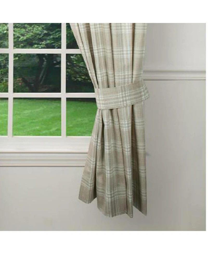Ellis Curtain Bartlett Unlined 2-Piece Window Curtain Tailored Panels Pair With Ties - 90x63" Natural